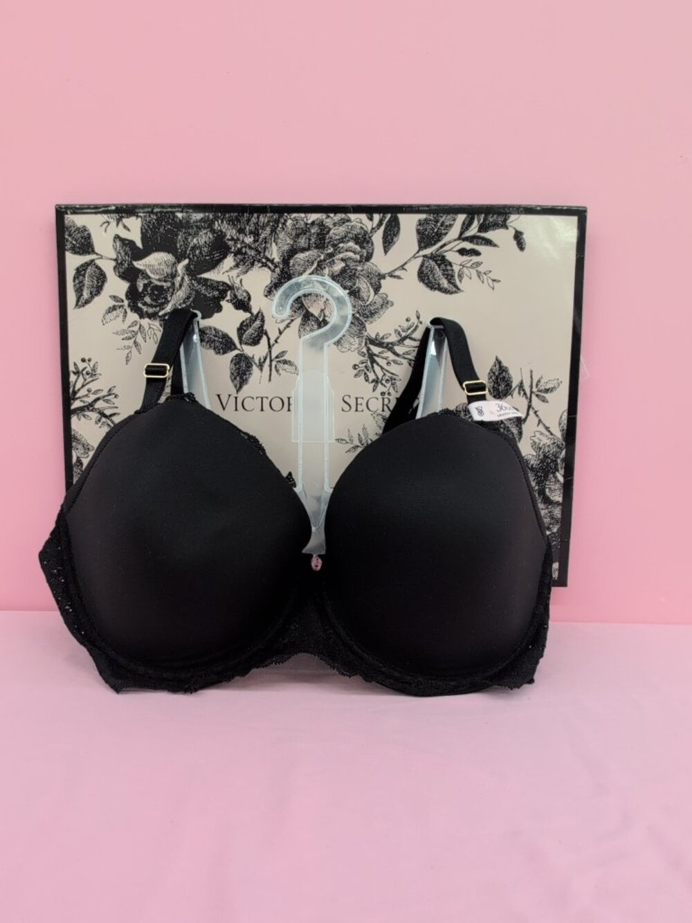 Victoria Secret Smooth & Lace Lightly Lined Demi Bra 36DD Black